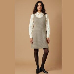 VTG SMARTSET Houndstooth Dress Sleeveless Womens S Plaid Academia Retro Mod Fit